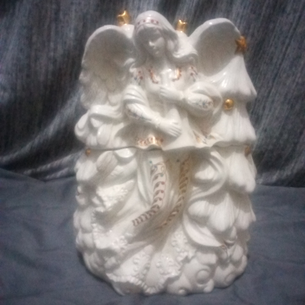 White Angel Figurine with Gold Accents